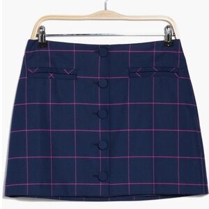 NWT Trina Turk East Village 2 Navy and Pink Plaid Skirt